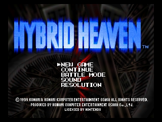 Hybrid Heaven title screen for Nintendo 64
